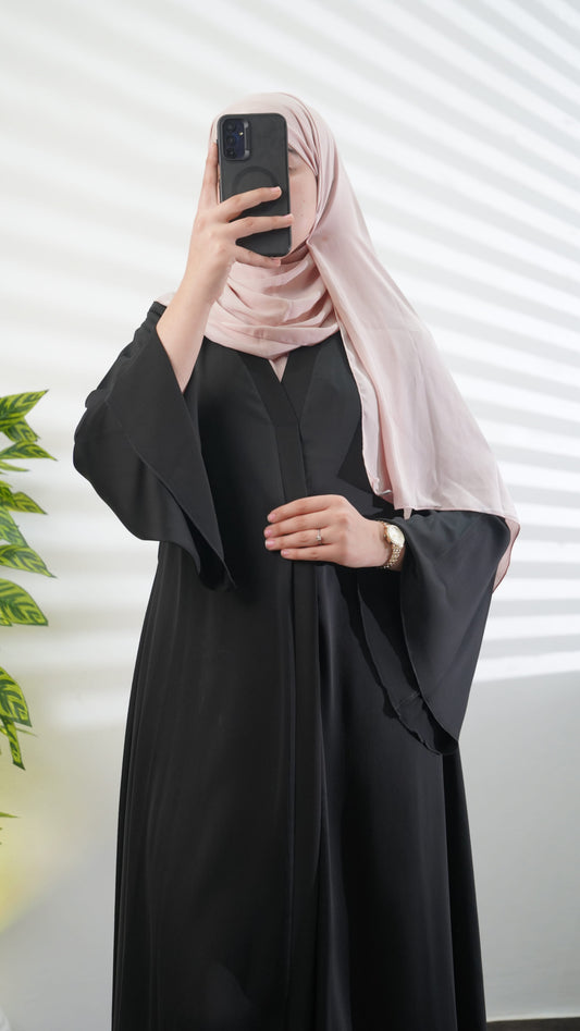 Abaya Élégance Noire et Rouge